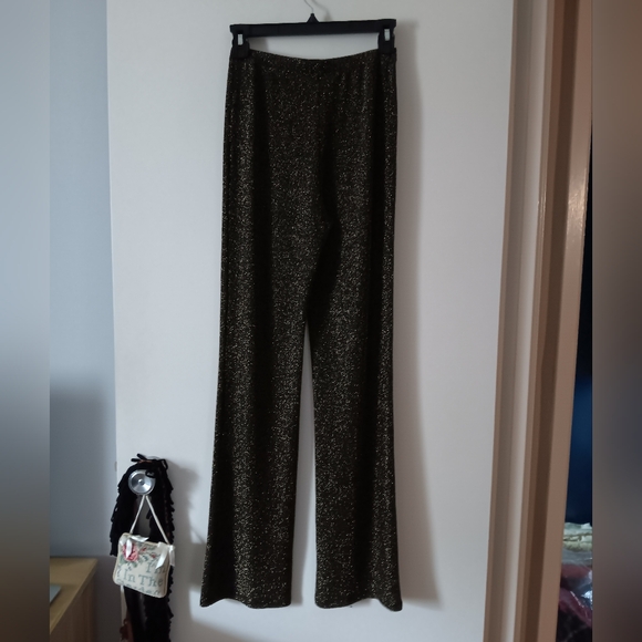 REFORMATION Black + Gold Glitter Flared Pull On Pants S - Picture 3 of 5